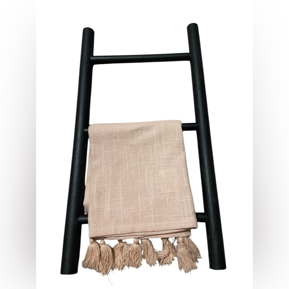 Hobby Lobby Black Ladder with Tan Throw Blanket